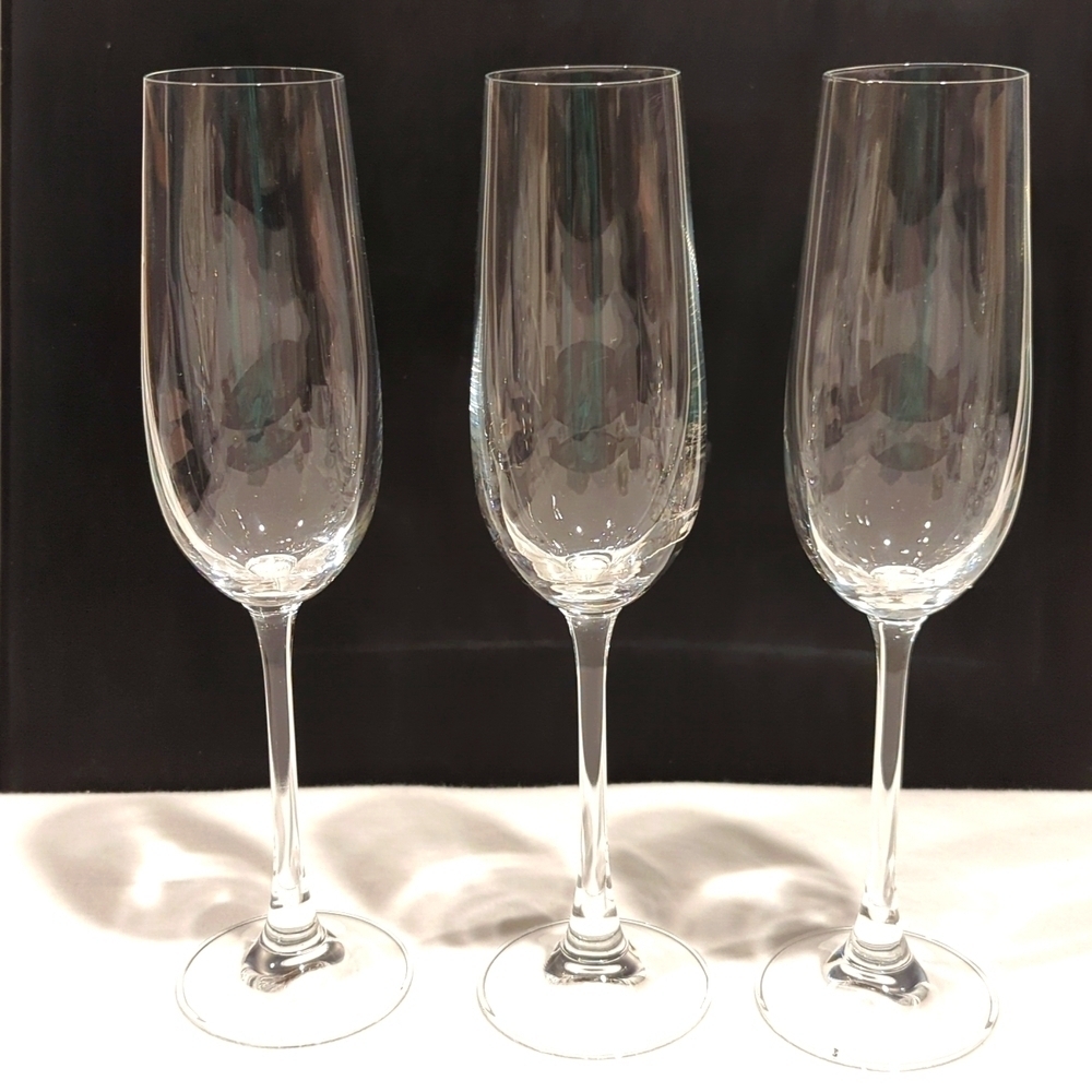 Champagne Flutes Glasses Set of 3